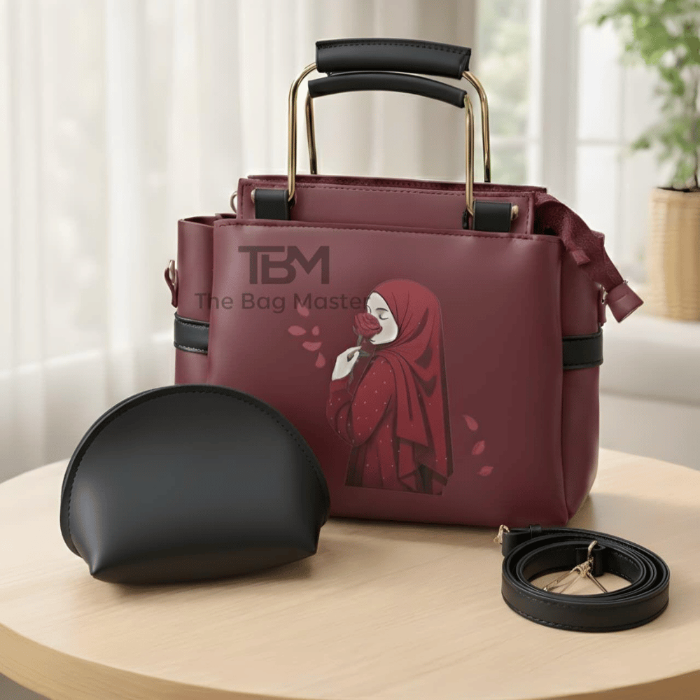 Handbag Set with Strap and Makeup Pouch