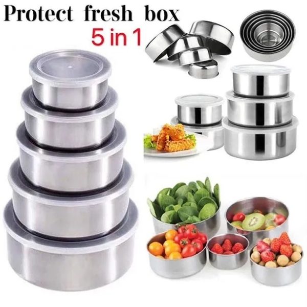 Stainless Steel Bowl Set of 5 – Premium & Food-Safe