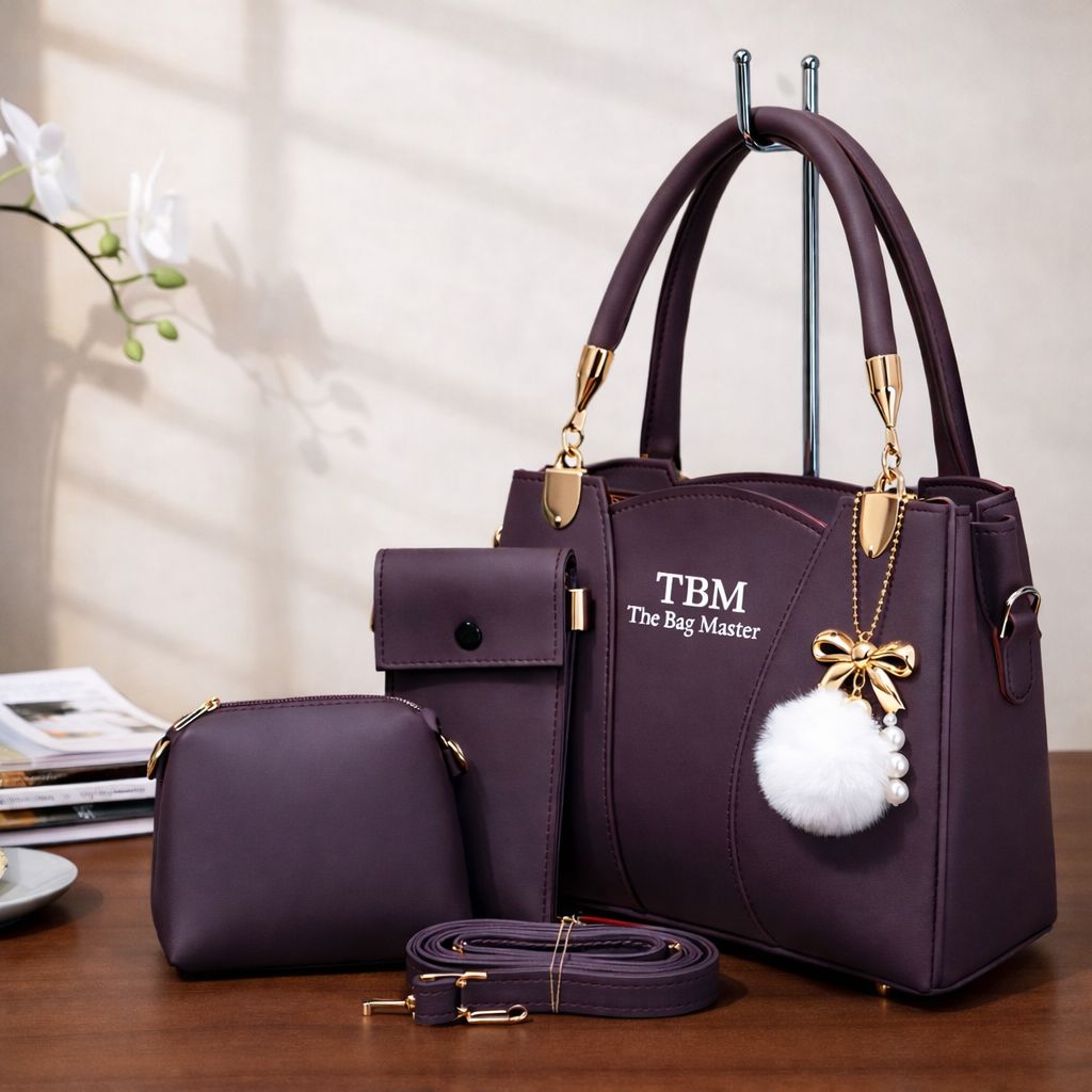 TBM 3-Pcs Women’s Bag Set – Pouch, Wallet & Strap Included