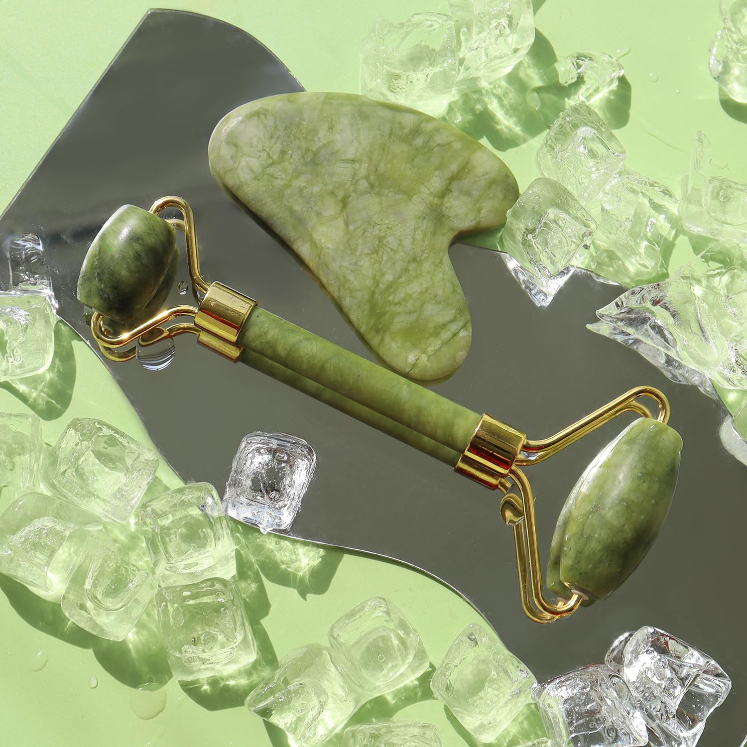 Jade Roller With Gua Sha Facial Massage Tools